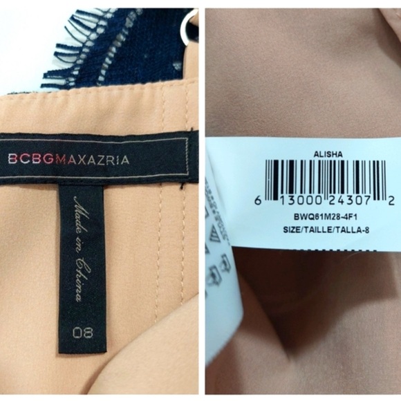 BCBGMAXAZRIA Alisha One Shoulder Navy Lace Dress Size 8 Pristine Condition - Picture 14 of 15